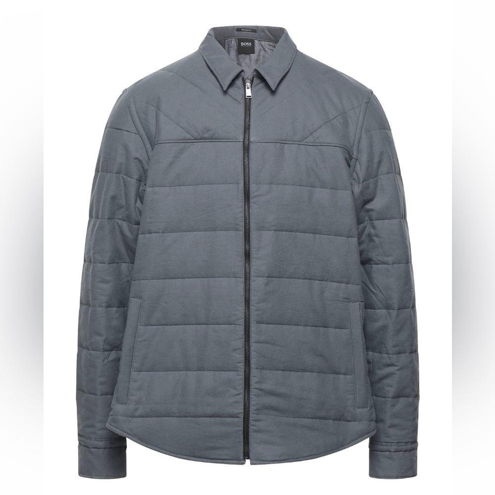 BOSS Hugo Boss Men’s Gray Cotton Flannel Quilted Jacket S NWT